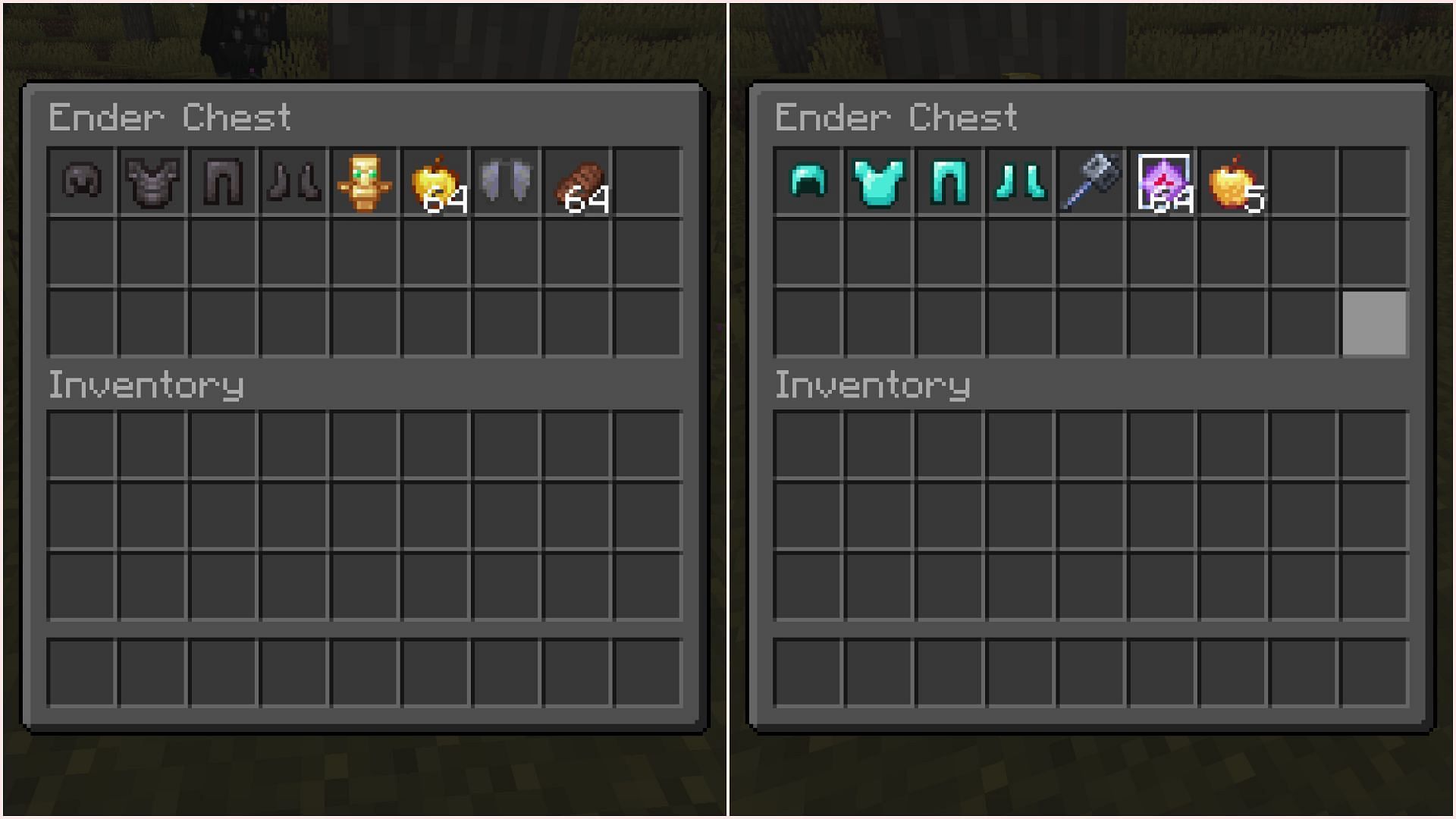 Different players can store different items in their own ender chest area (Image via Sportskeeda Gaming || Mojang Studios)